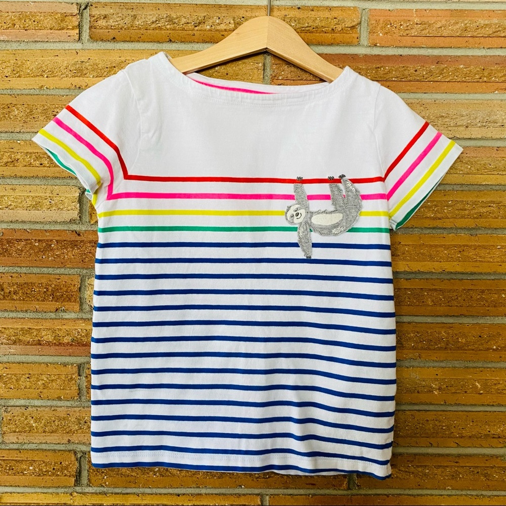 Mini Boden sloth striped shirt size 7-8
